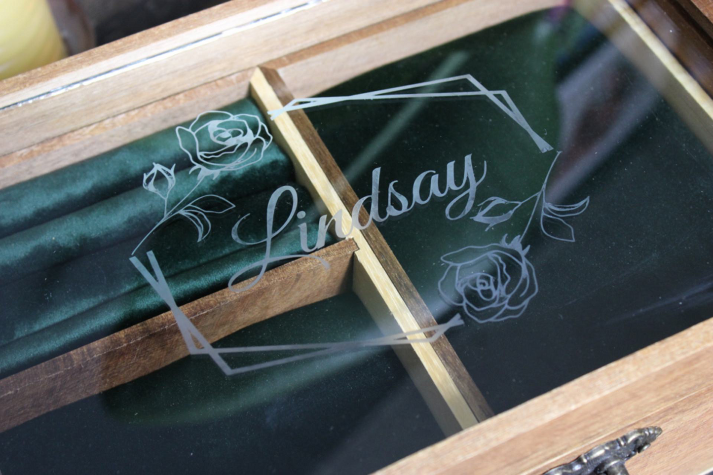 Birth Flower Personalized Acacia Wood Jewelry Box - Velvet Jewelry Box - Custom Jewelry Box - Jewelry Storage - Gifts for Women