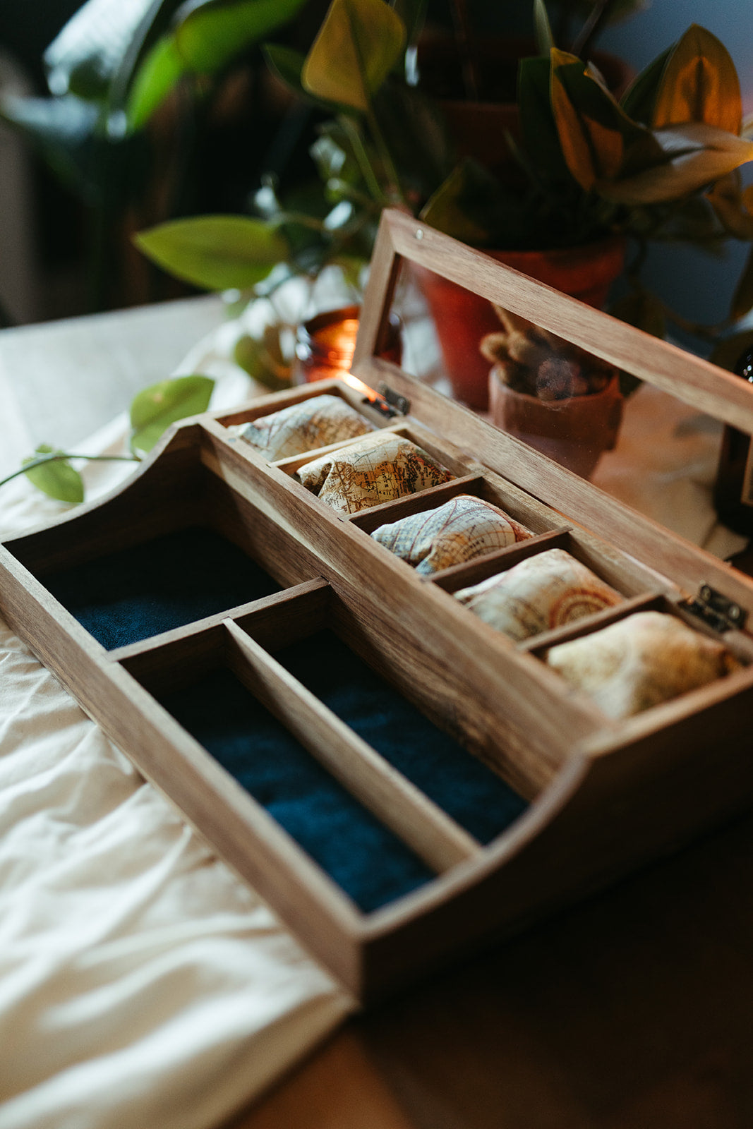 Acacia Valet Watch Box - 5 Compartment Glass Watch Box - Men's Valet - Watch Storage - Watch Organizer