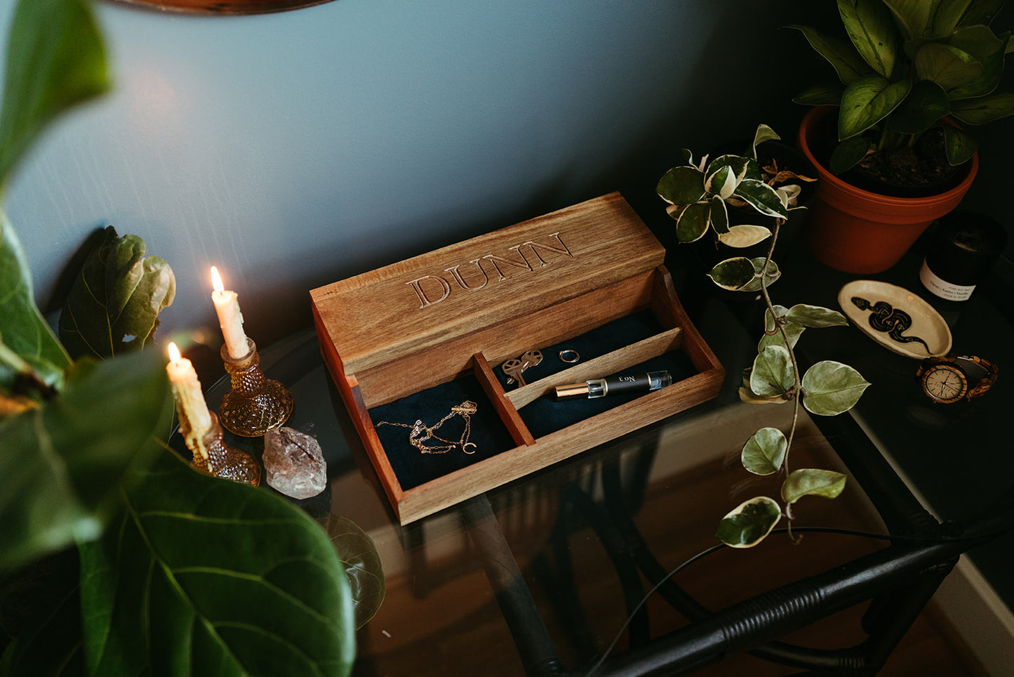 Acacia Solid Lid Valet Watch Box - 5 Compartment Watch Box - Men's Valet - Watch Storage - Watch Organizer