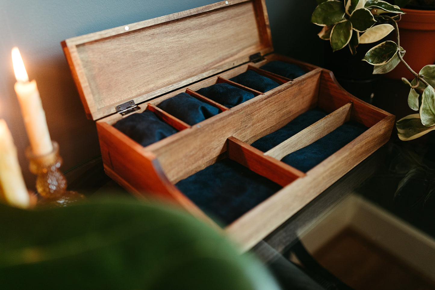Acacia Solid Lid Valet Watch Box - 5 Compartment Watch Box - Men's Valet - Watch Storage - Watch Organizer