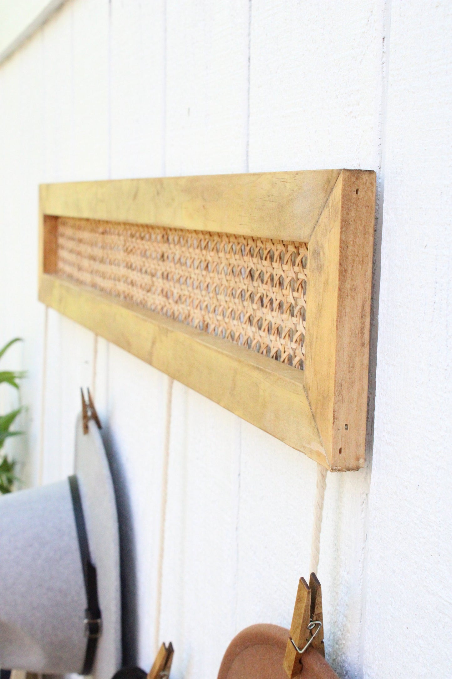 BOHO Rattan Hat Rack Organizer