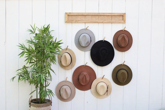BOHO Rattan Hat Rack Organizer
