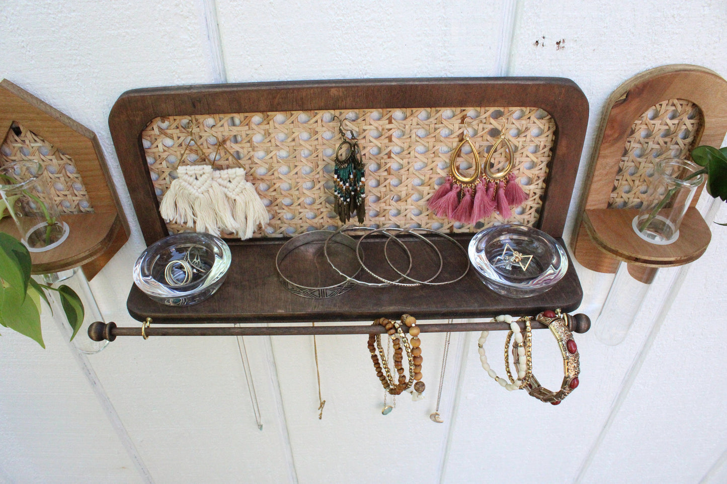 Rattan Jewelry Organizer Wall Hanging