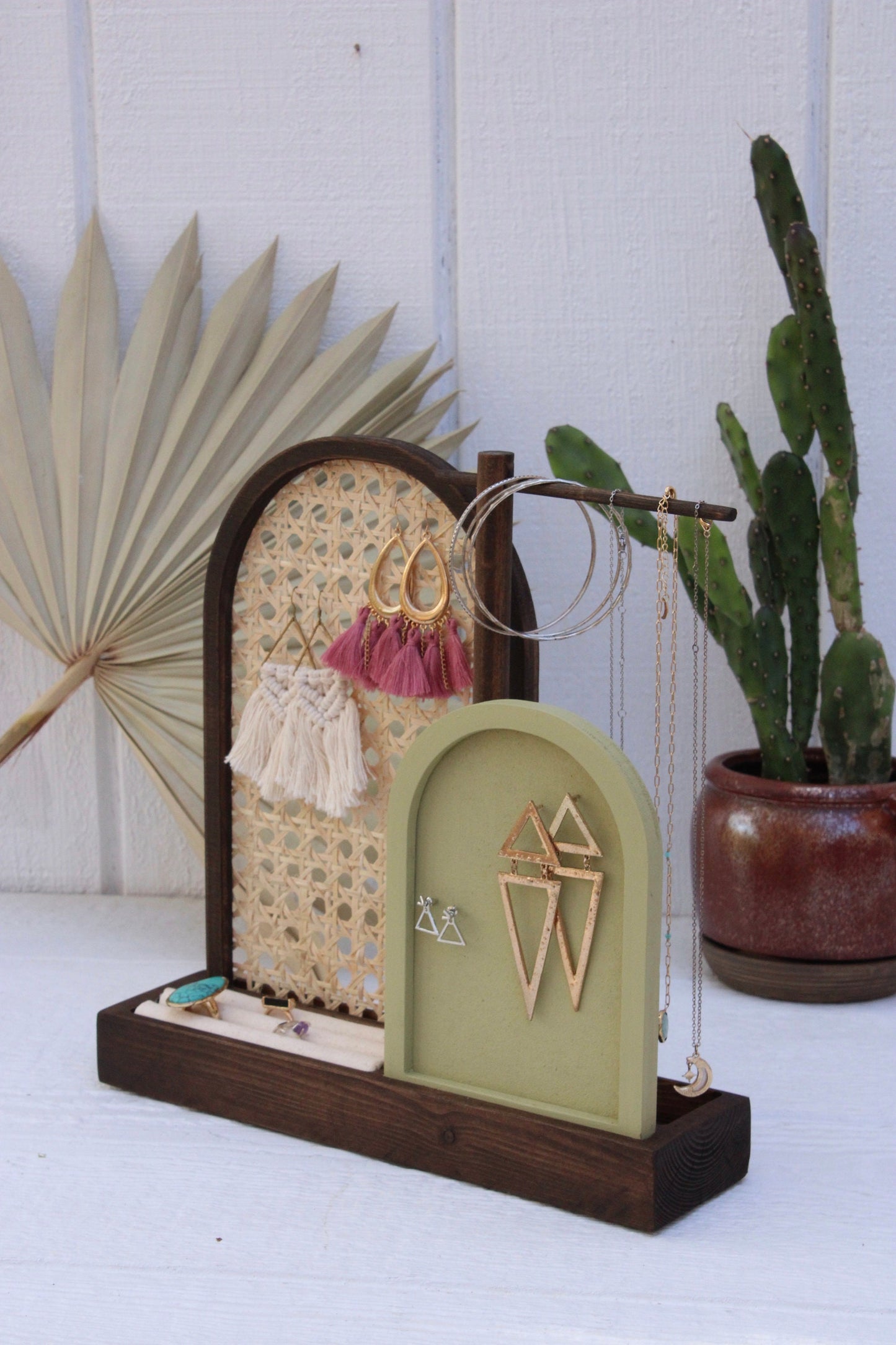 Rattan Jewelry Organizer - Cane Arch Jewelry Organizer - Boho Jewelry Organizer - Earring Storage - Necklace Storage
