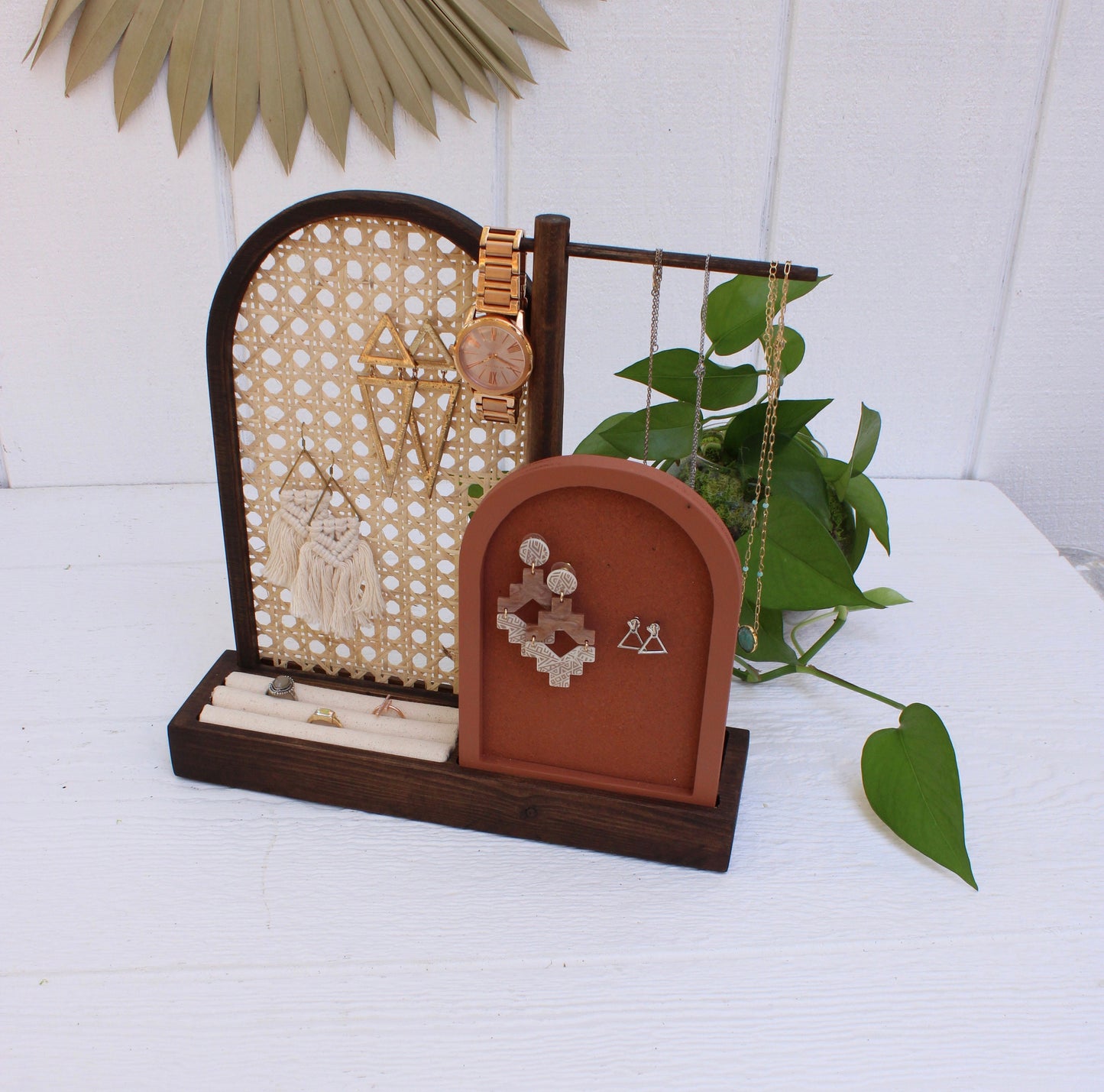 Rattan Jewelry Organizer - Cane Arch Jewelry Organizer - Boho Jewelry Organizer - Earring Storage - Necklace Storage
