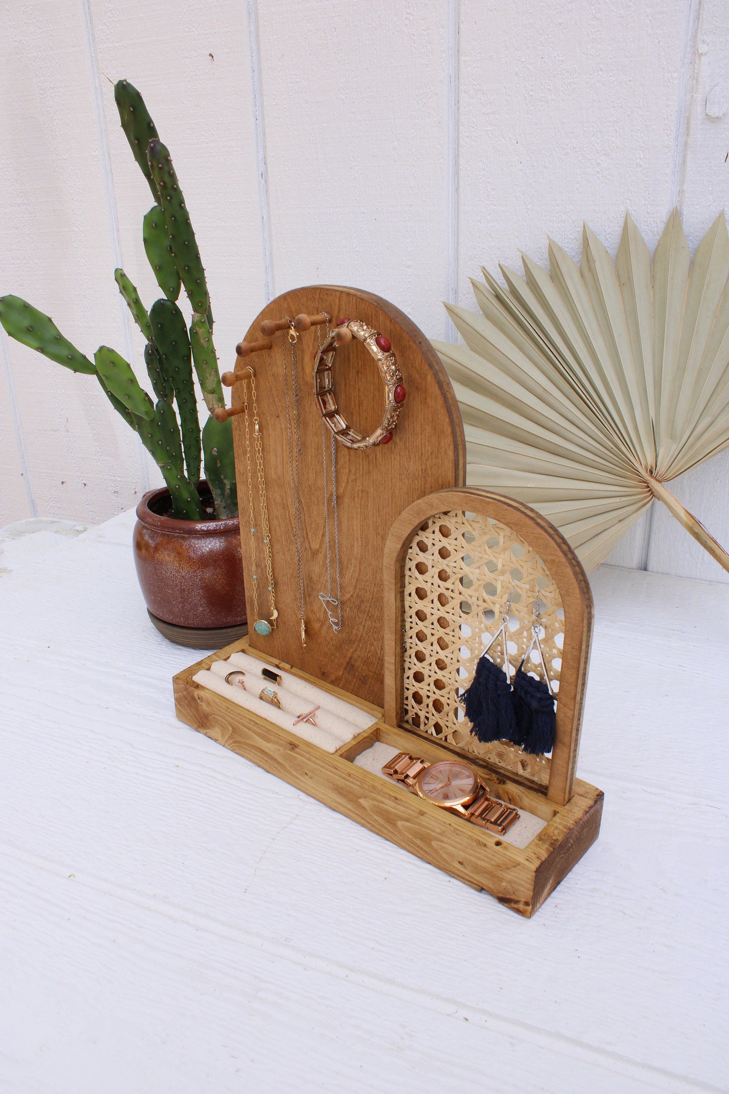 Rattan Jewelry Organizer - Cane Arch Jewelry Organizer - Boho Jewelry Organizer - Earring Storage - Necklace Storage - Gift For Her