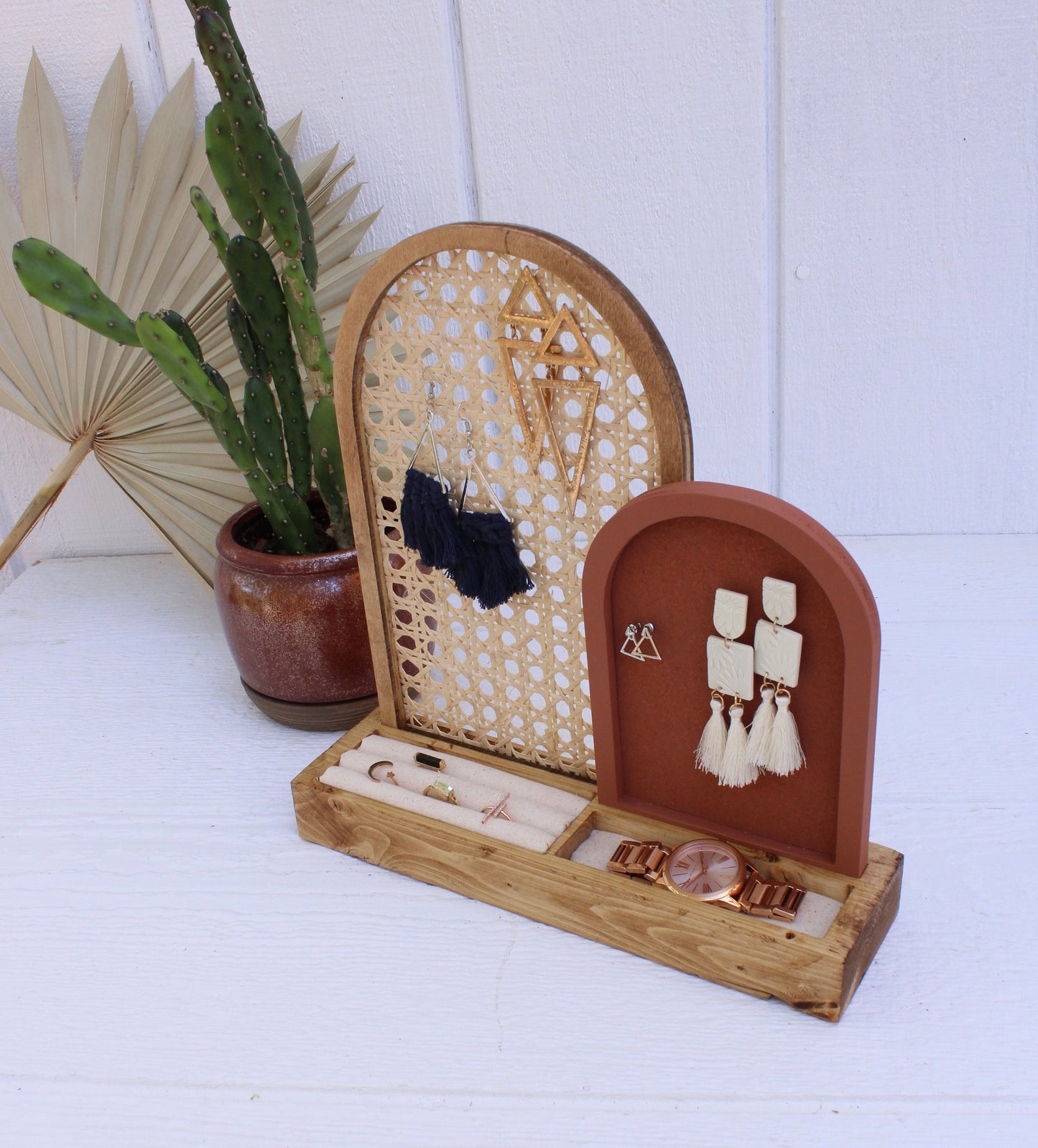 Rattan Jewelry Organizer - Cane Arch Jewelry Storage - Boho Jewelry Organizer - Earring Storage - Necklace Storage - Gift For Her