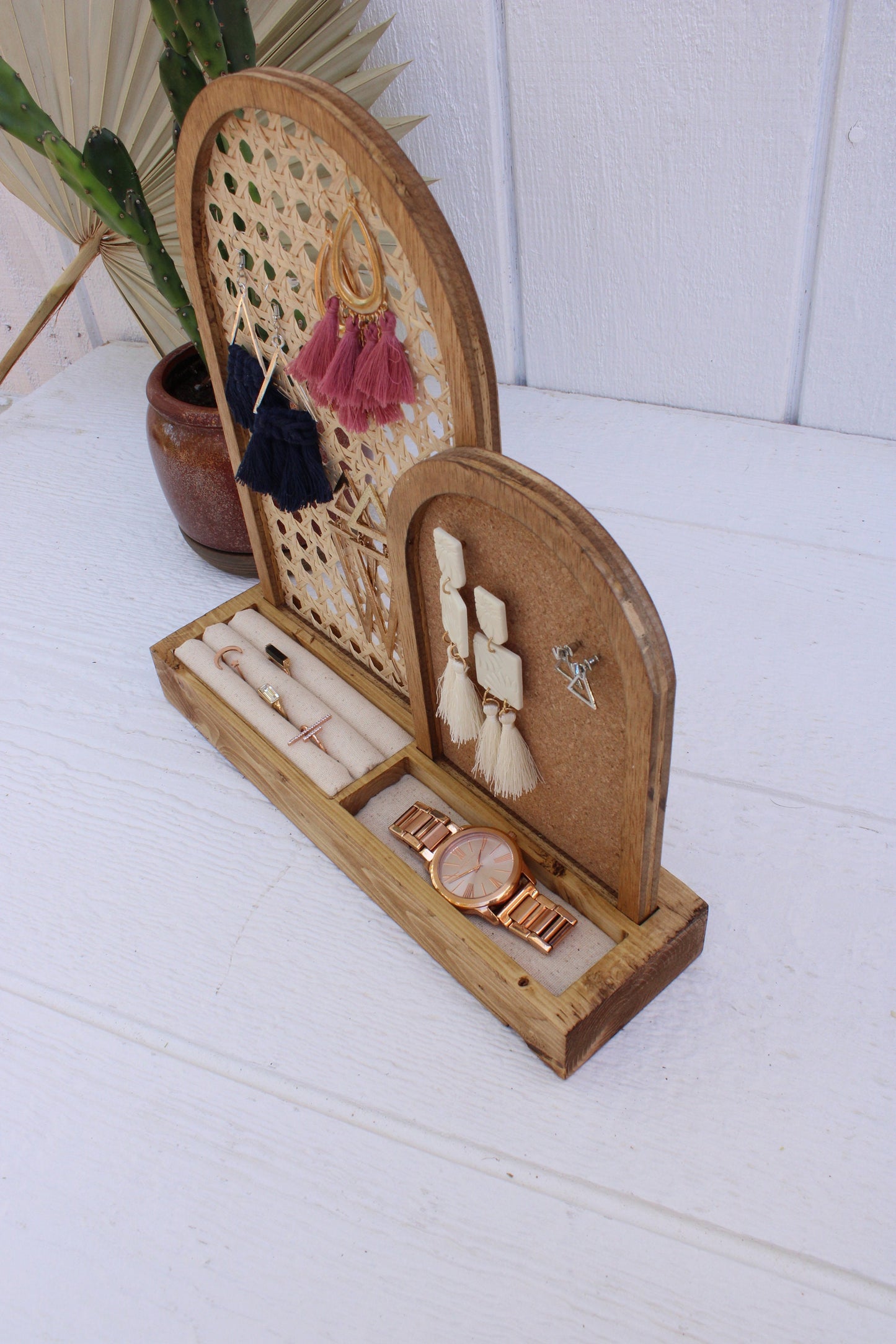 Rattan Jewelry Organizer - Cane Arch Jewelry Storage - Boho Jewelry Organizer - Earring Storage - Necklace Storage - Gift For Her