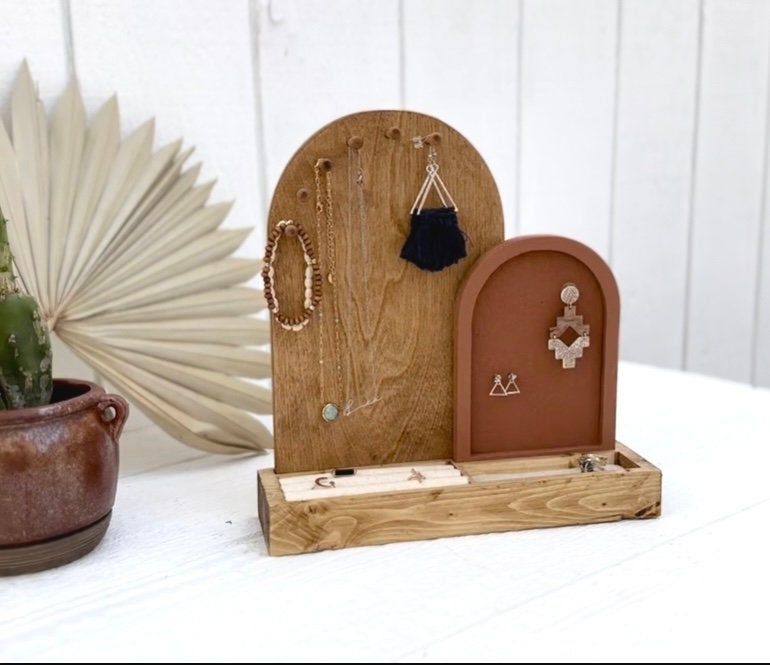 Boho Jewelry Organizer - Arch Jewelry Storage- Boho Jewelry Organizer - Earring Storage - Necklace Storage - Gift For Her