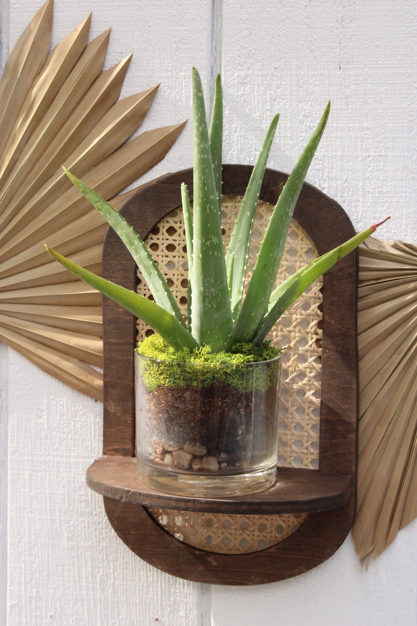 Rattan Plant Shelf - Cane Wall Planter - Rattan Sconce - Boho Rattan