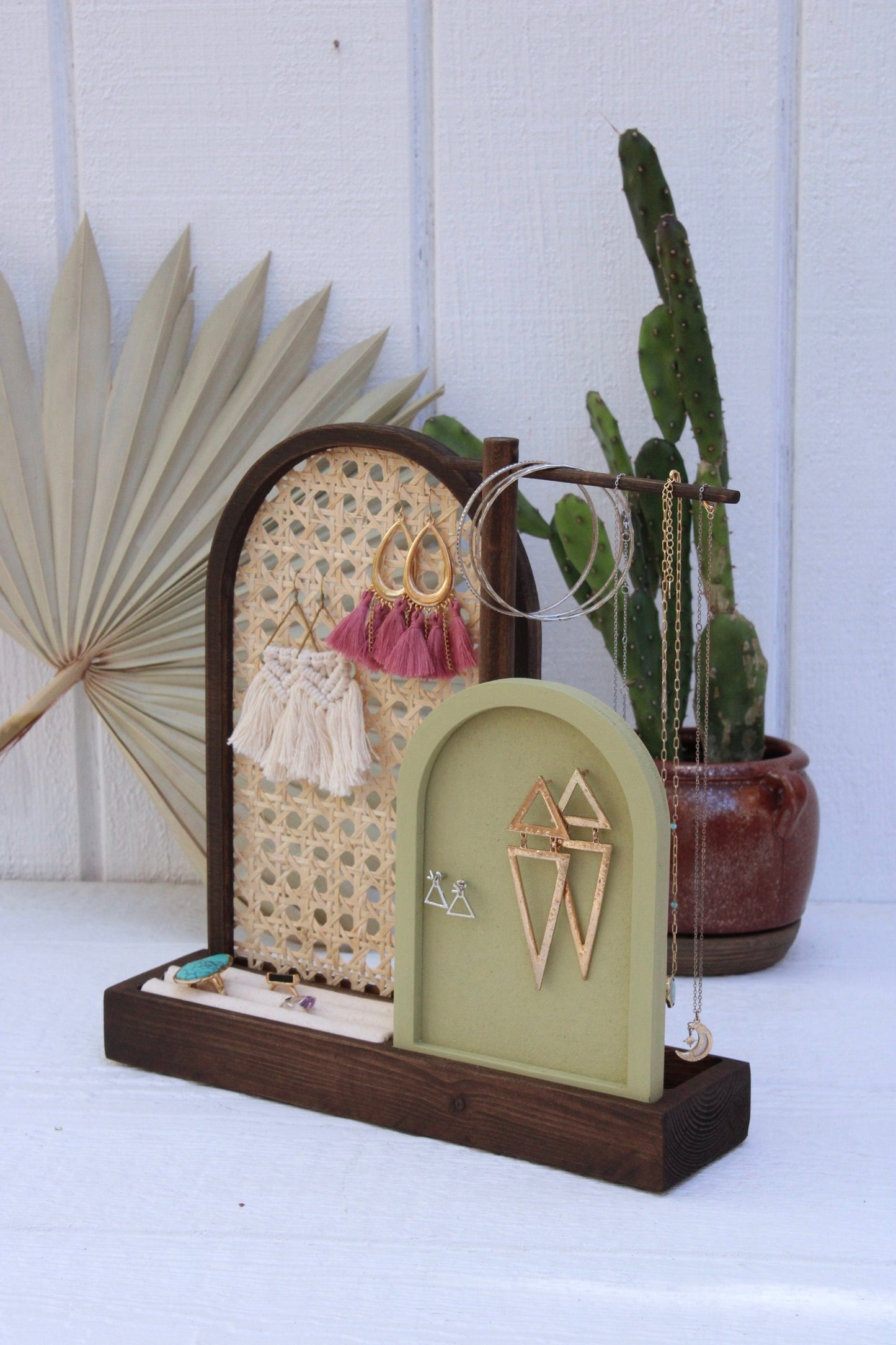 Rattan Jewelry Organizer - Cane Arch Jewelry Organizer - Boho Jewelry Organizer - Earring Storage - Necklace Storage