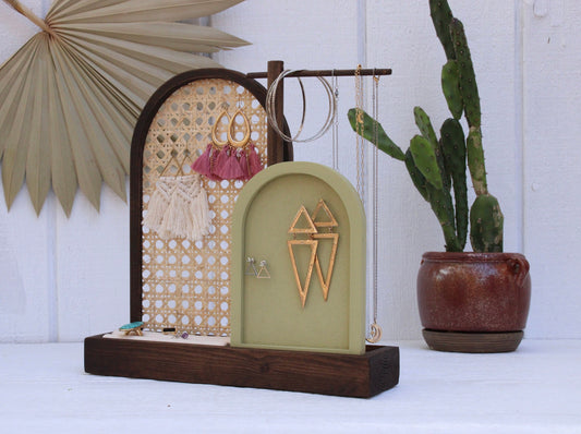 Rattan Jewelry Organizer - Cane Arch Jewelry Organizer - Boho Jewelry Organizer - Earring Storage - Necklace Storage