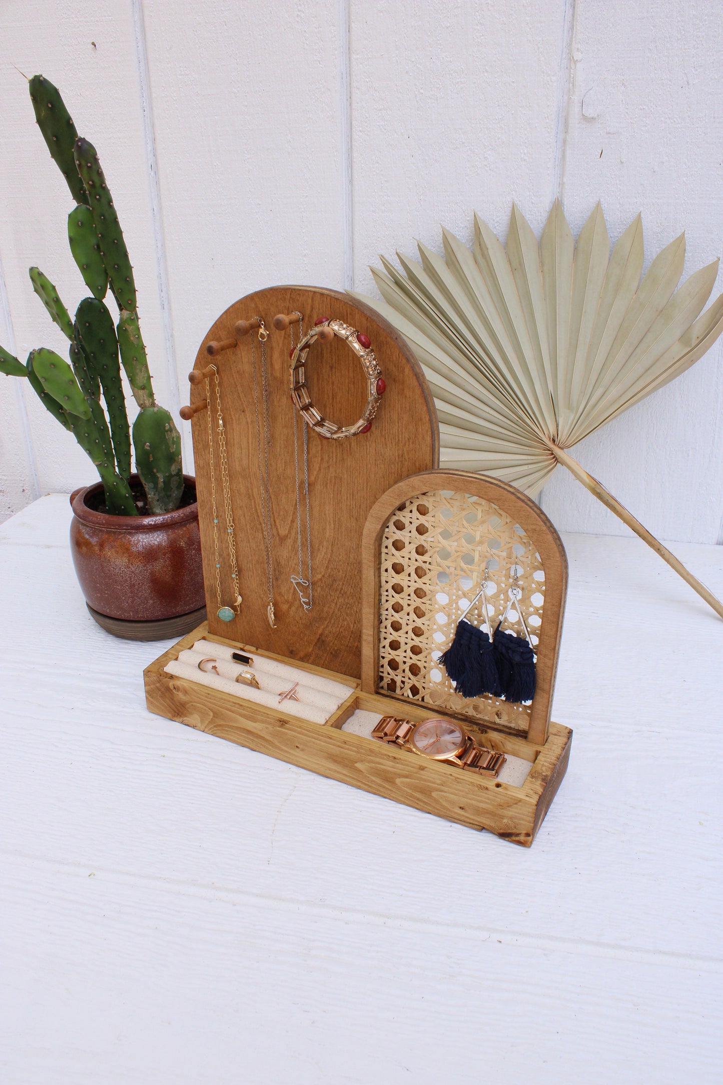 Rattan Jewelry Organizer - Cane Arch Jewelry Organizer - Boho Jewelry Organizer - Earring Storage - Necklace Storage - Gift For Her