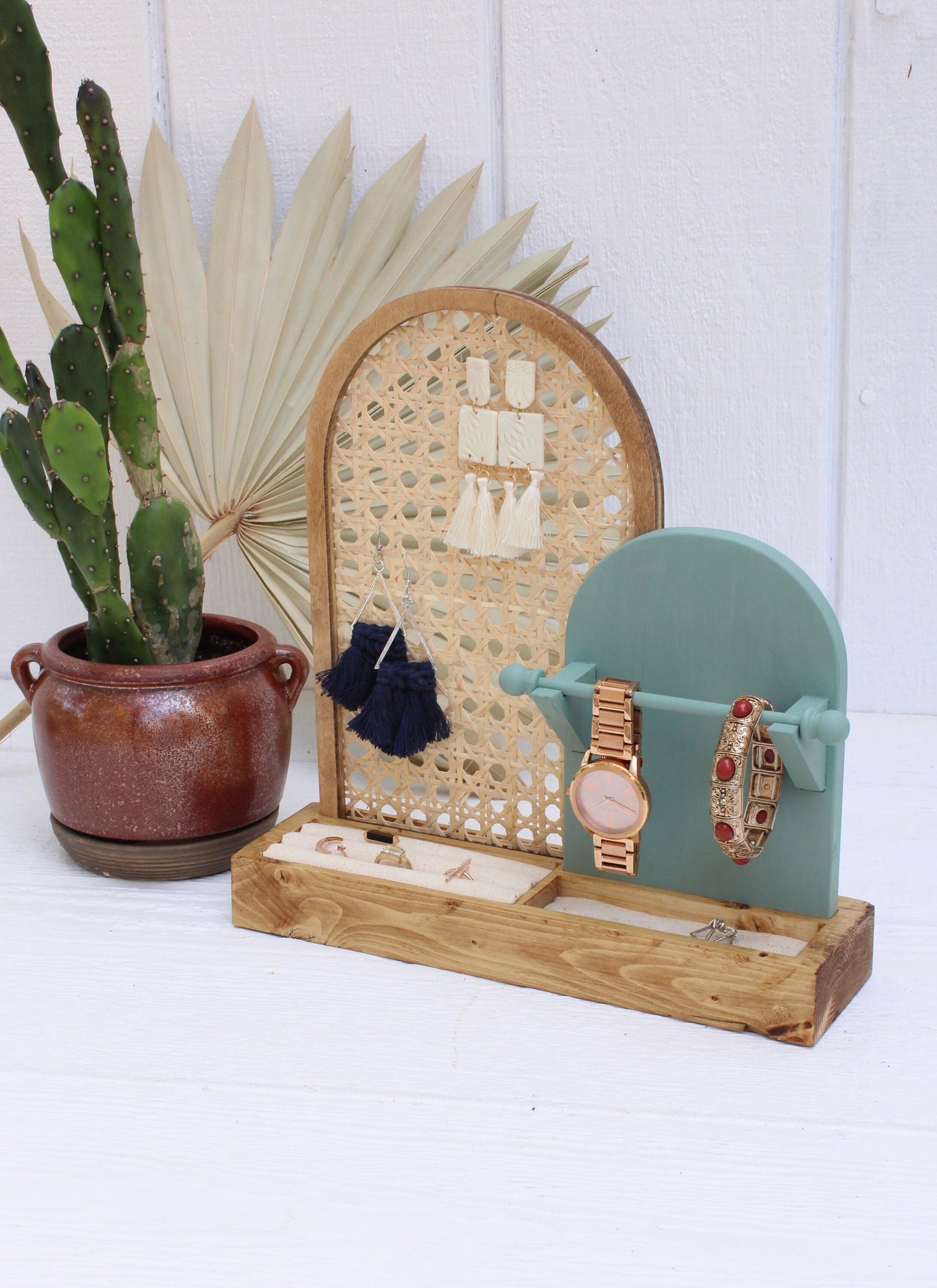 Rattan Jewelry Organizer - Cane Arch Jewelry Organizer - Boho Jewelry Organizer - Earring Storage - Bracelet Storage - Gift For Her