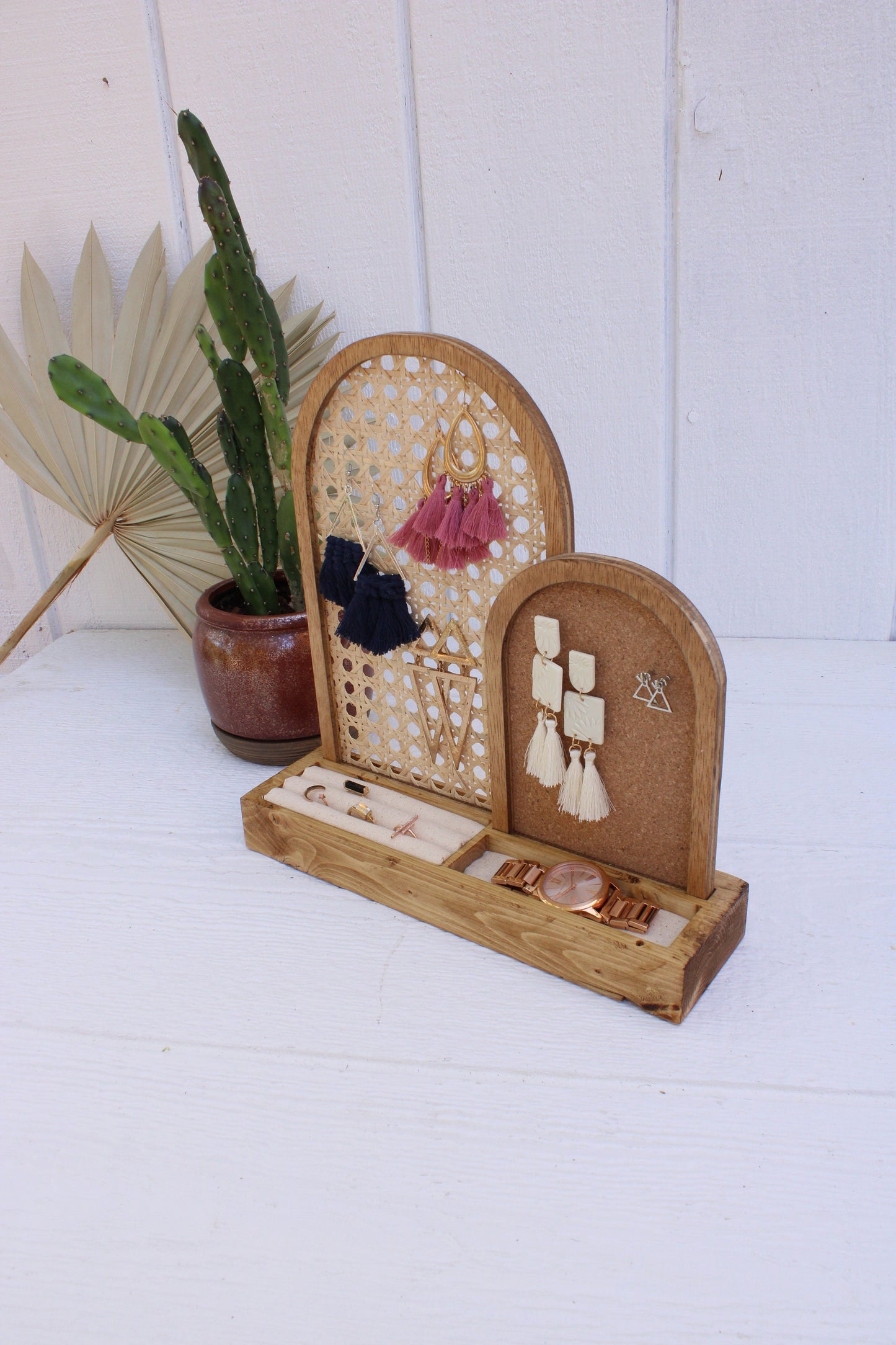 Rattan Jewelry Organizer - Cane Arch Jewelry Storage - Boho Jewelry Organizer - Earring Storage - Necklace Storage - Gift For Her