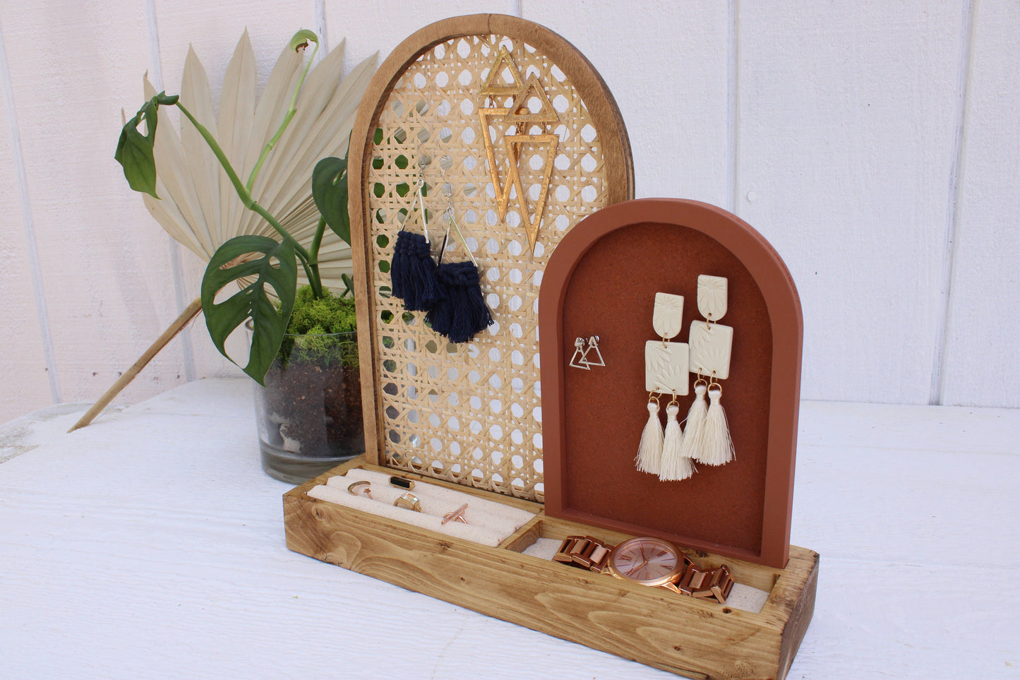 Rattan Jewelry Organizer - Cane Arch Jewelry Storage - Boho Jewelry Organizer - Earring Storage - Necklace Storage - Gift For Her