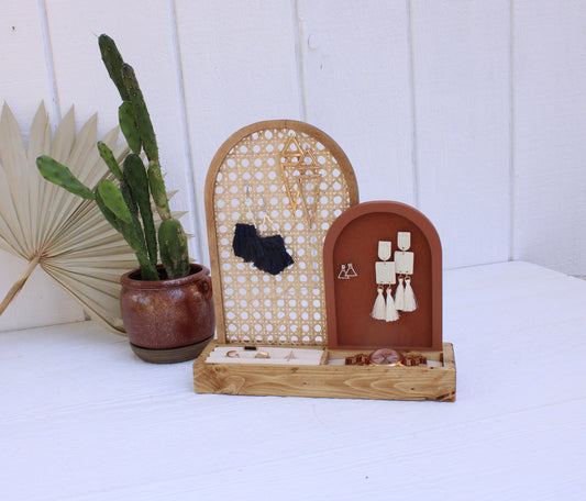 Rattan Jewelry Organizer - Cane Arch Jewelry Storage - Boho Jewelry Organizer - Earring Storage - Necklace Storage - Gift For Her