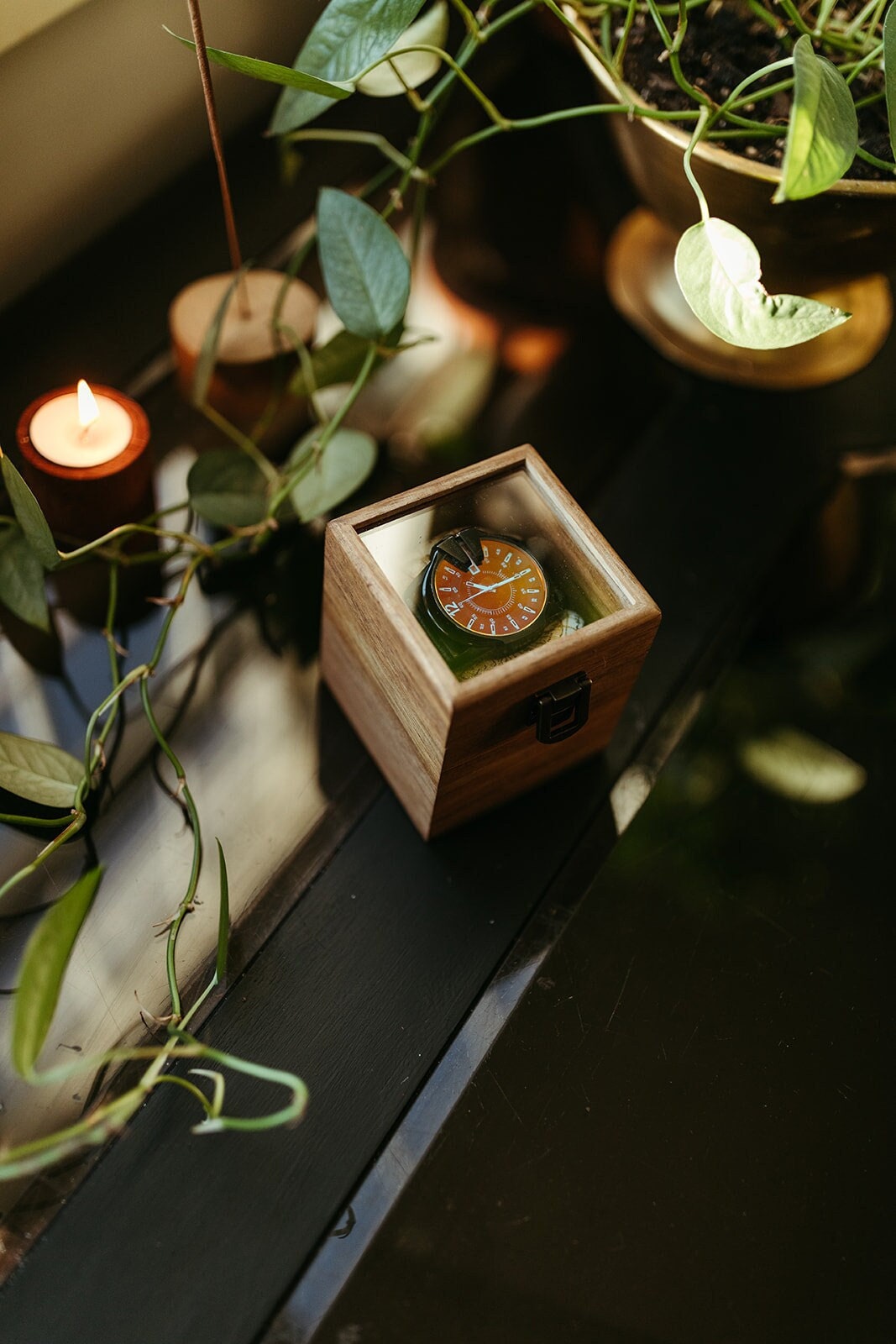 Acacia Glass Lid Watch Box - Single Compartment Watch Box - Watch Storage -Watch Organizer - Watch Gift Box - Custom Watch Box