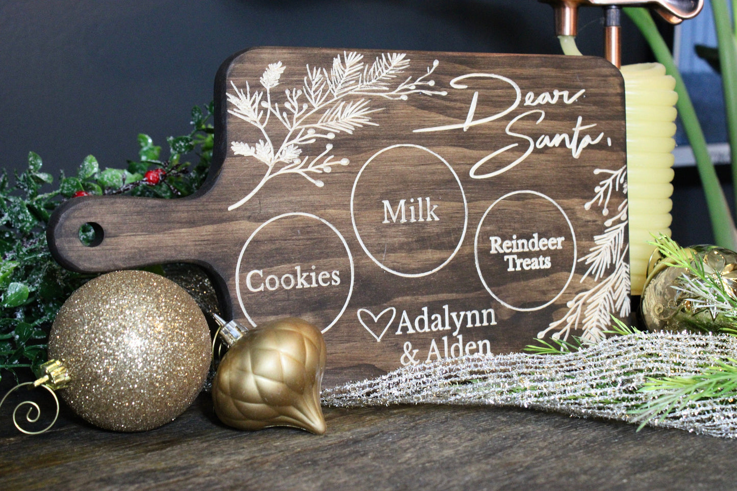 Santa Cookie Tray - Santa's Snack Tray - Custom Engraved Christmas Tray