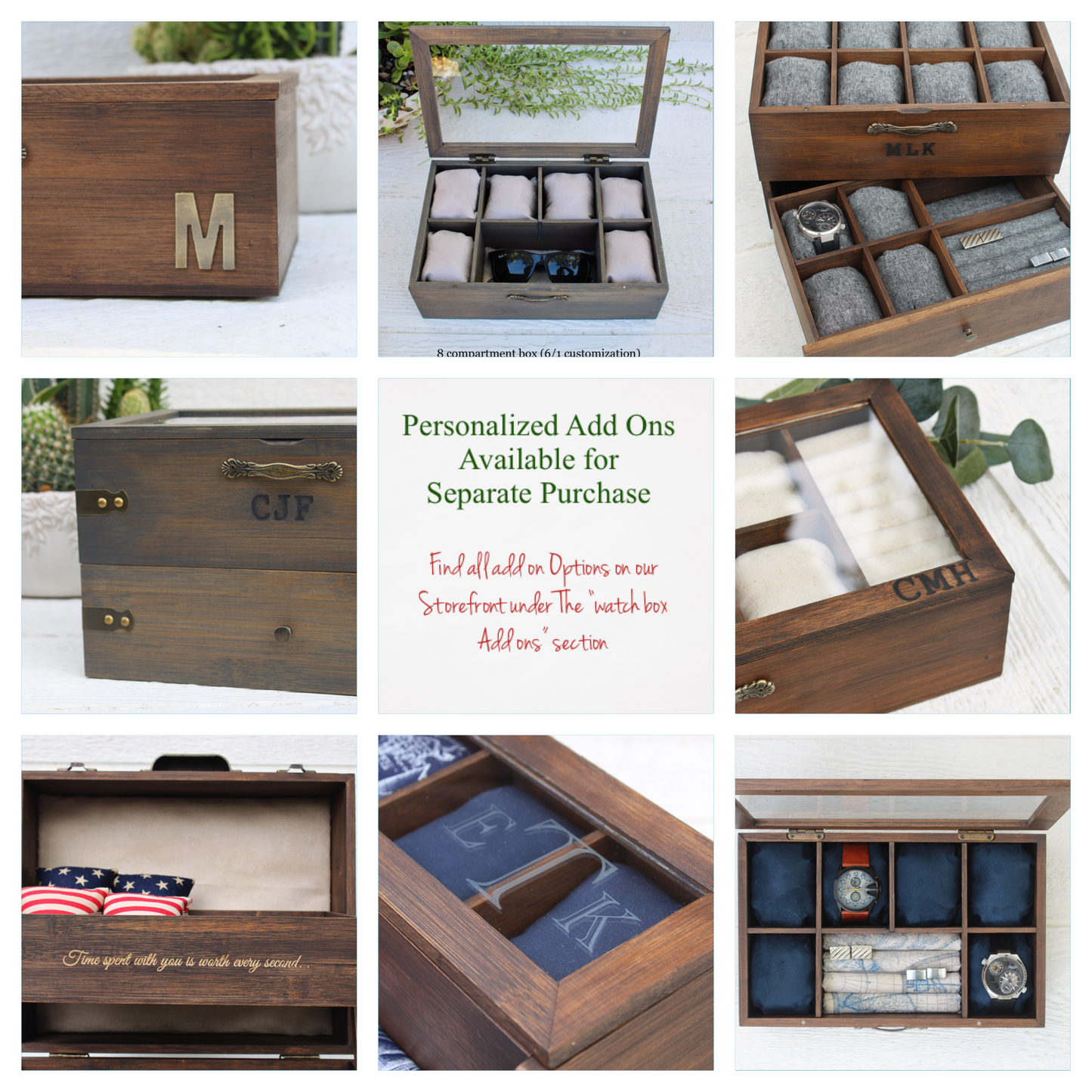 8 Compartment Watch Box