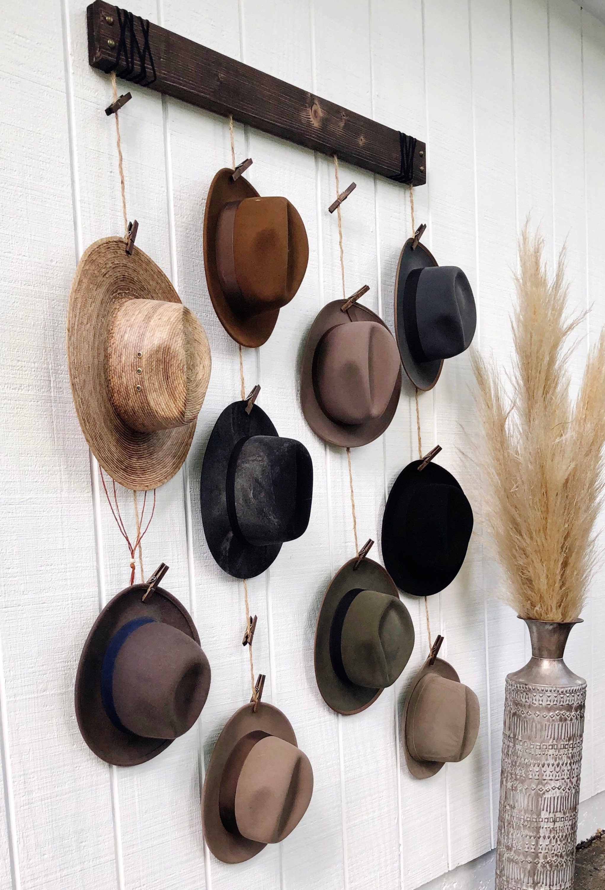 Industrial Hat Rack Organizer Dunn Rustic