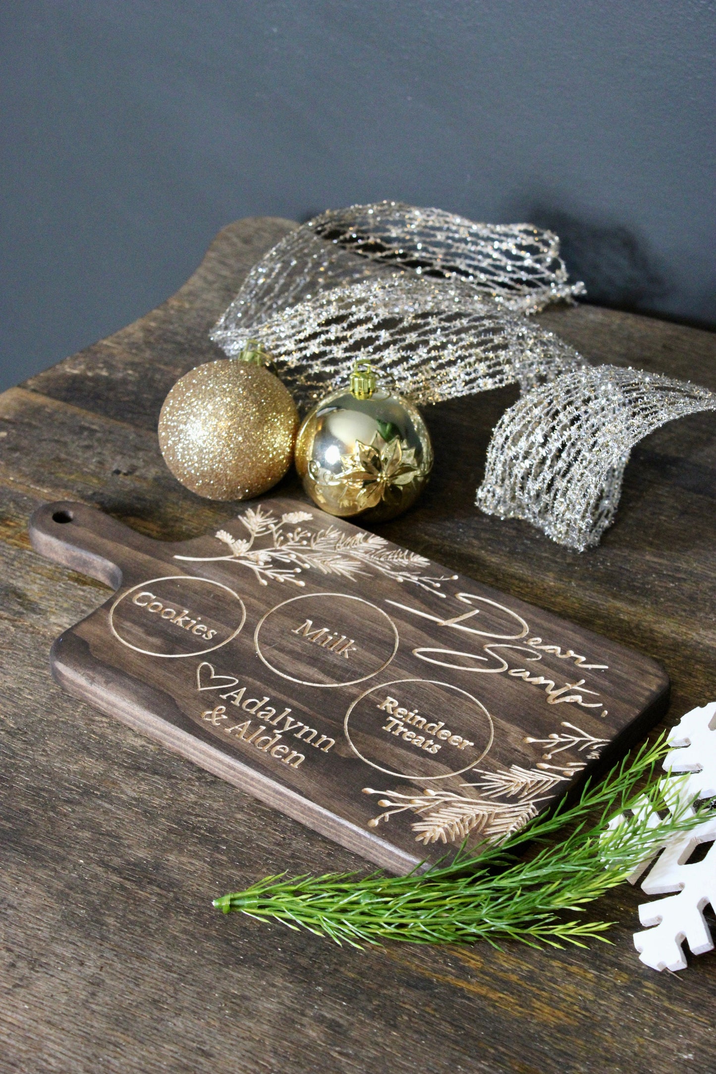 Santa Cookie Tray - Santa's Snack Tray - Custom Engraved Christmas Tray