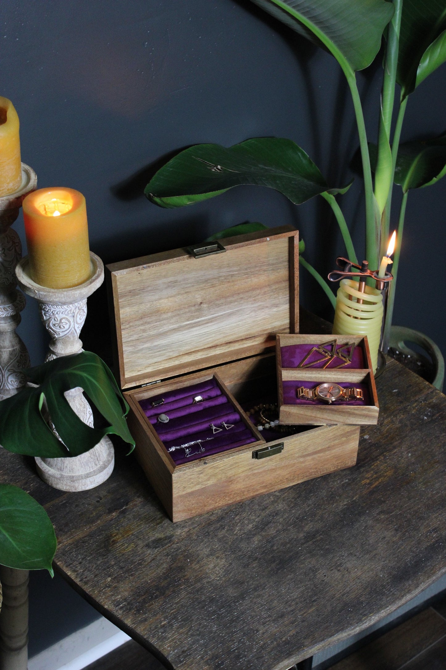 Rattan Wood Jewelry Box - Velvet Jewelry Box - Wooden Jewelry Case - Custom Jewelry Box - Jewelry Storage - Gifts for Women