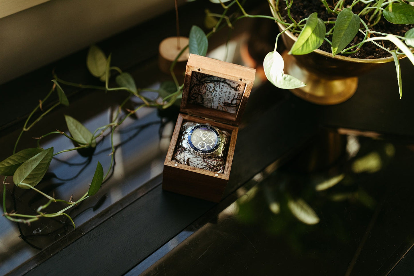 Acacia Glass Lid Watch Box - Single Compartment Watch Box - Watch Storage -Watch Organizer - Watch Gift Box - Custom Watch Box