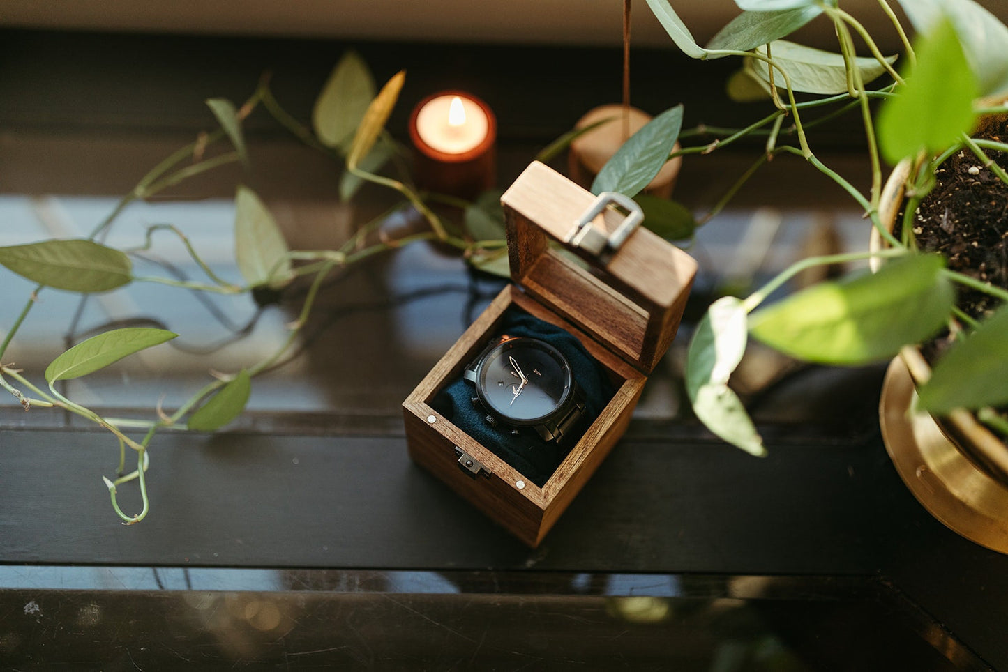 Acacia Glass Lid Watch Box - Single Compartment Watch Box - Watch Storage -Watch Organizer - Watch Gift Box - Custom Watch Box
